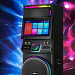 🔥   Torre de Sonido GEDI-G  1423 de 90.000 WATS DE Potencia con Luces LED RGB Y Pantalla Táctil 15.4” +