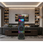 🔥   Torre de Sonido GEDI-G  1423 de 90.000 WATS DE Potencia con Luces LED RGB Y Pantalla Táctil 15.4” +