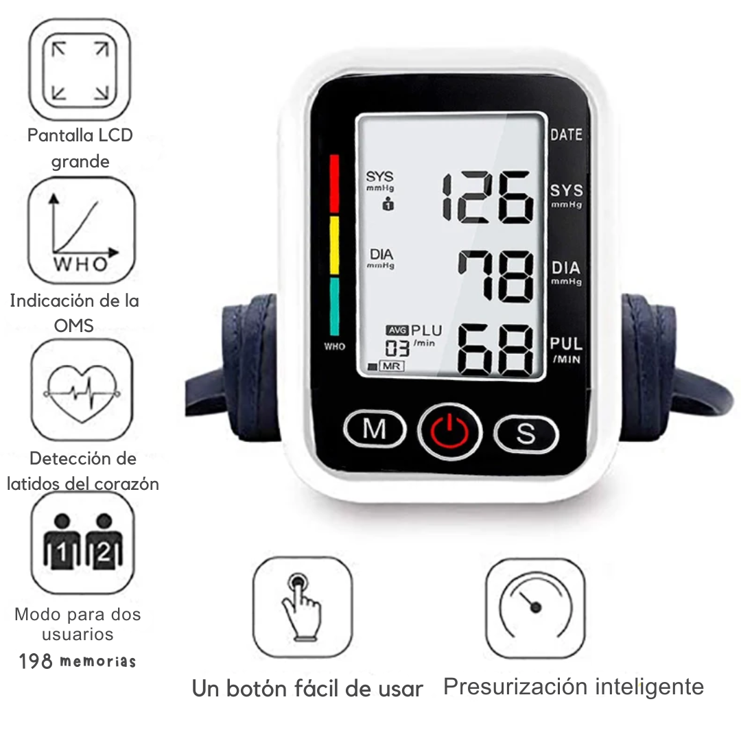 Tensiómetro Digital Automático MediSalud PRO© | Medidor de Presión y Pulso con USB